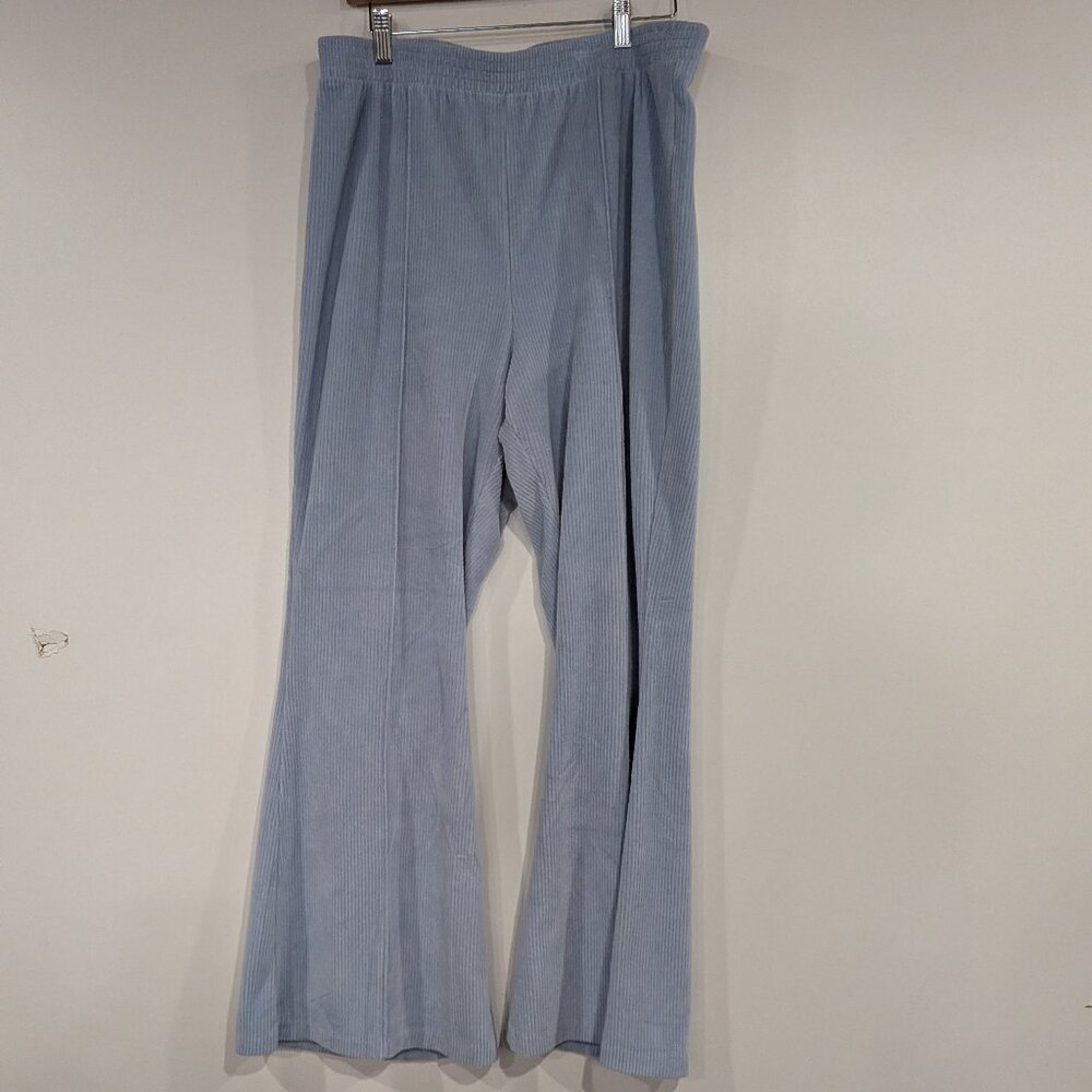 aerie Ribbed Bell Bottom Elastic Waist Jogger Lounge Pants Baby Blue